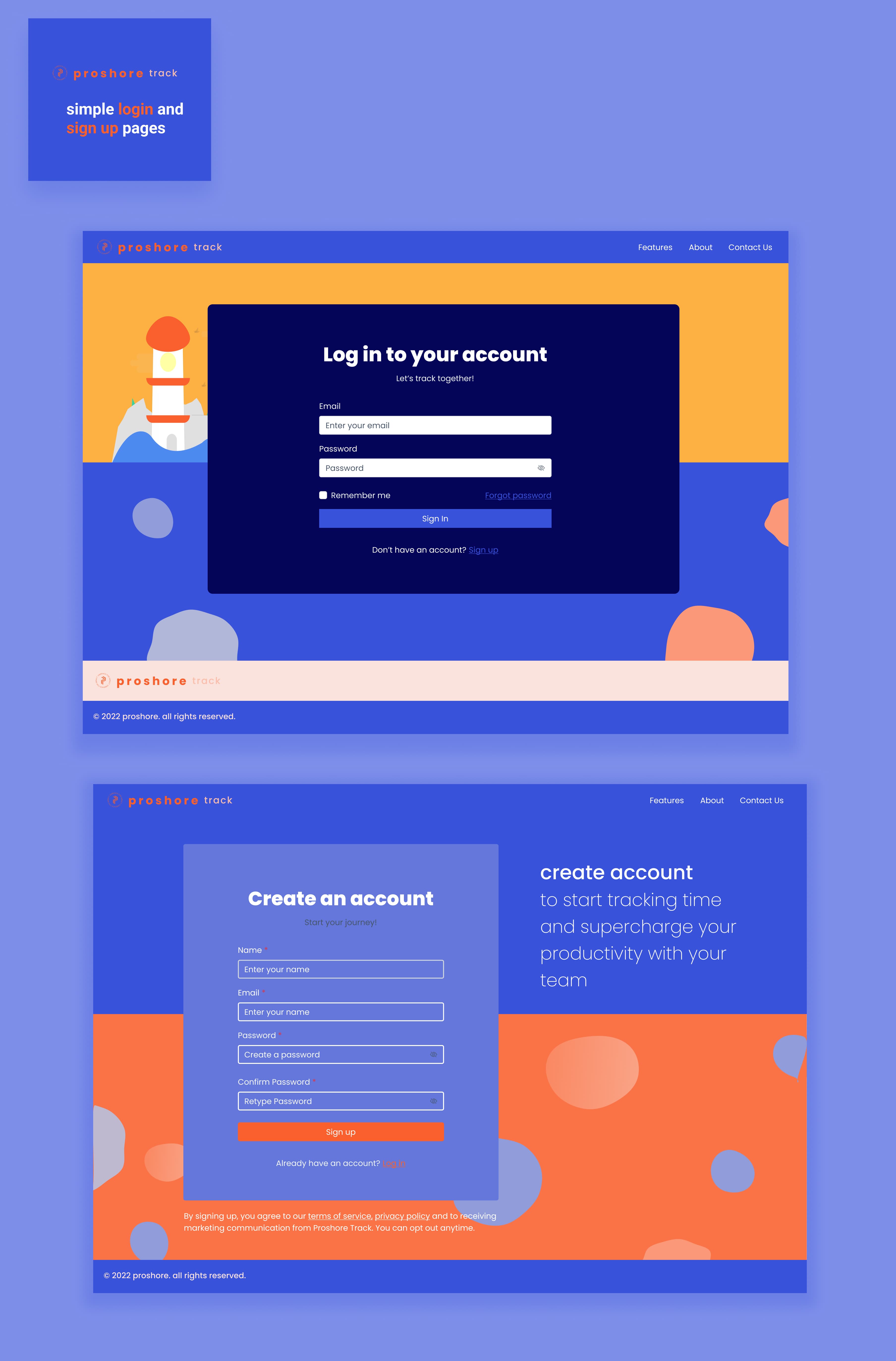 A simple login/sign up form